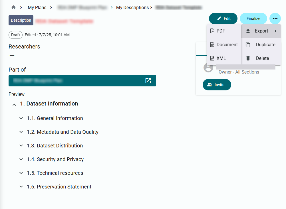 Export a description