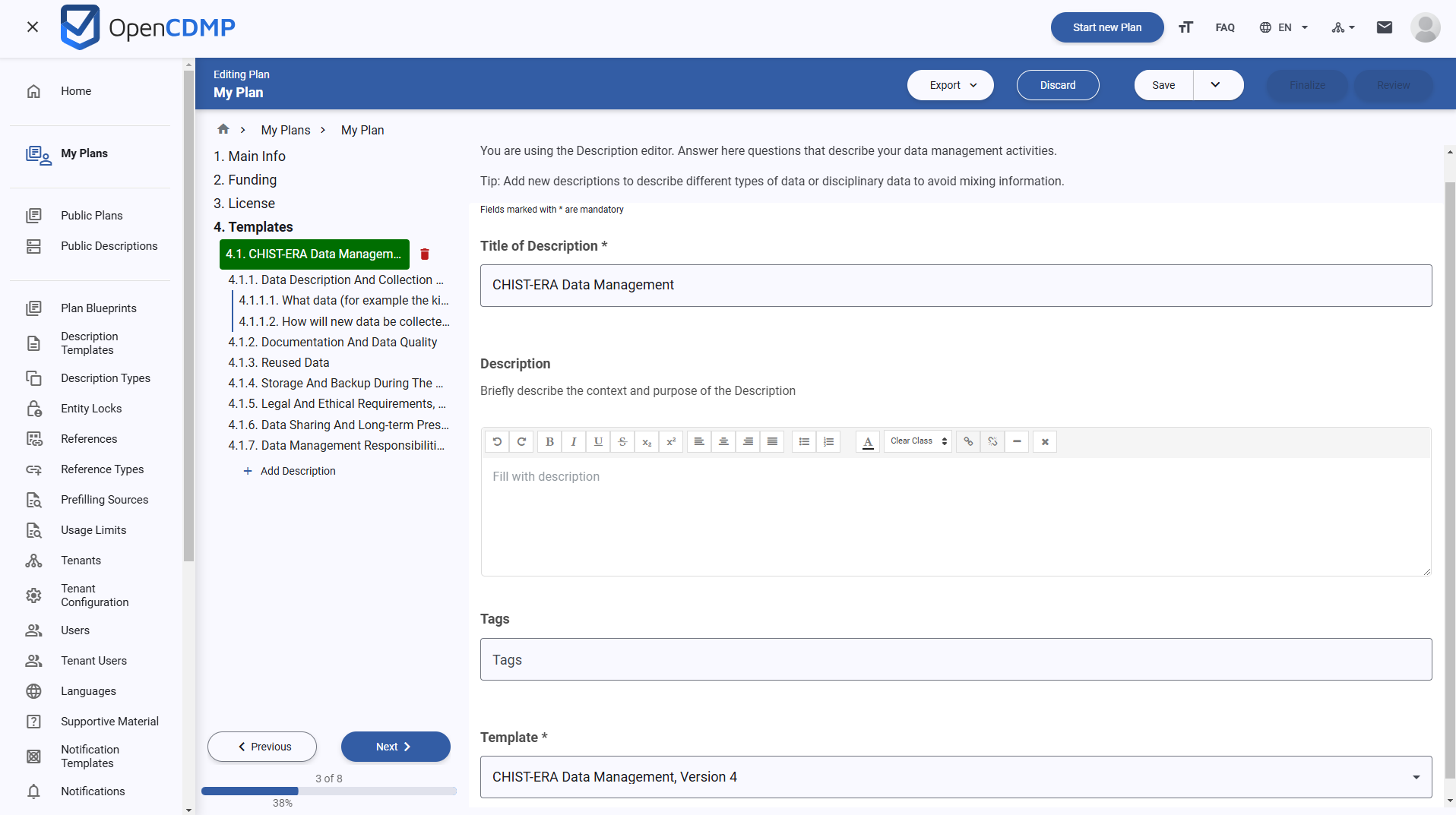 Description editor