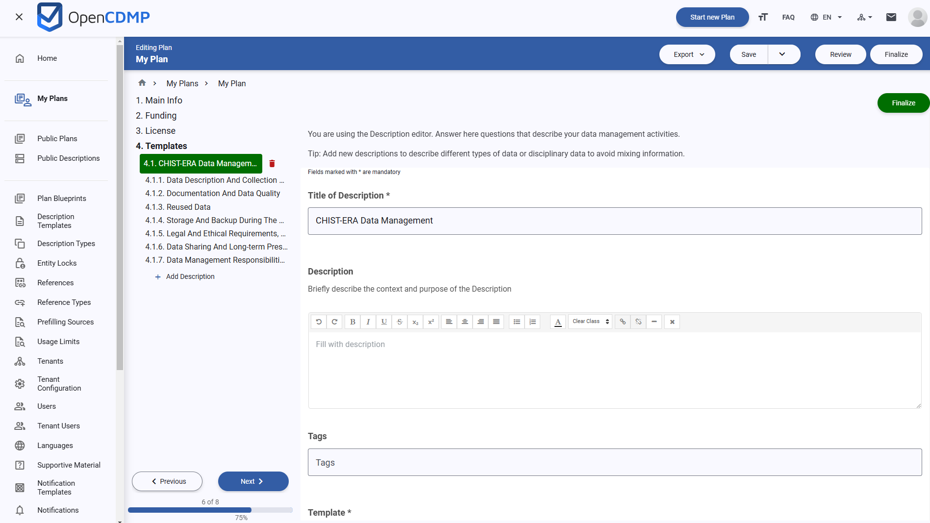 Description editor